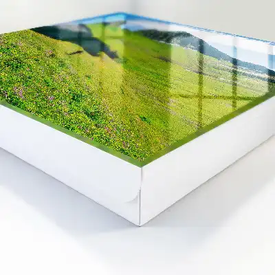 Wall mounted key box Green mountains blue sky