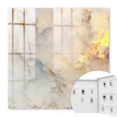 Decorative key box Marble elegance with yellow accents