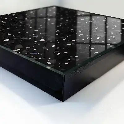 Wall mounted key cabinet Black terrazzo in the background