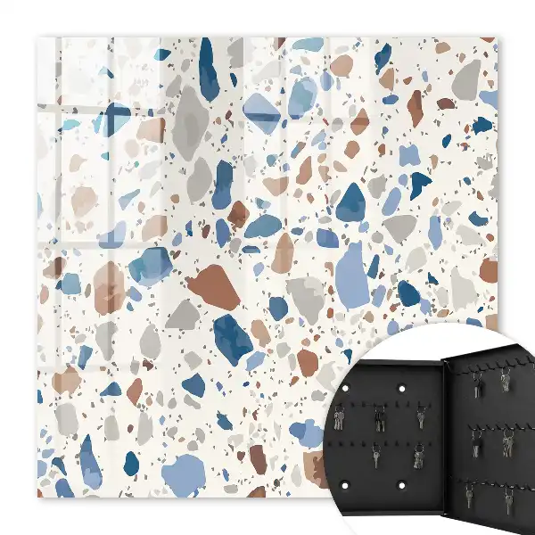 Key cabinet Stone mosaic with blue accents