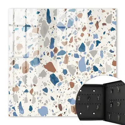 Key cabinet Stone mosaic with blue accents