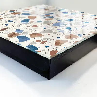 Key cabinet Stone mosaic with blue accents