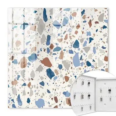 Key cabinet Stone mosaic with blue accents
