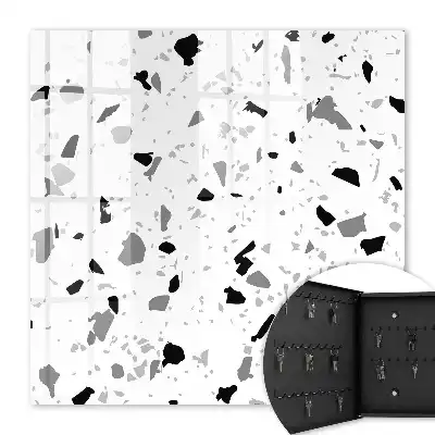Wall mounted key box Monochrome terrazzo style