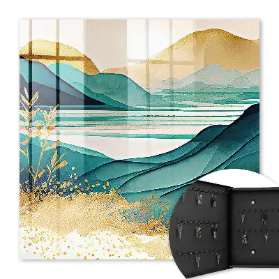 Decorative key box Turquoise mountains with elements of nature