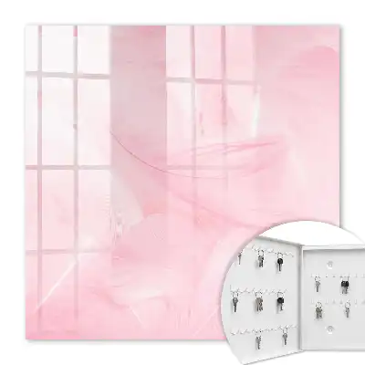 Wall mounted key box Pink feather decoration