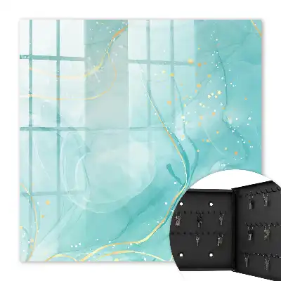Wall mounted key cabinet Turquoise elegance with drops and lines