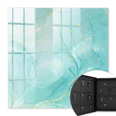 Wall mounted key cabinet Turquoise elegance with drops and lines