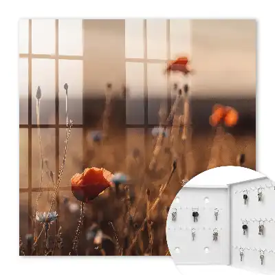 Wall mounted key box Fields of poppies at -