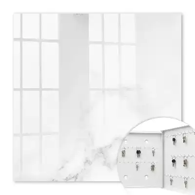 Wall mounted key cabinet Marble elegance of white and gray