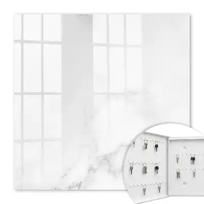 Wall mounted key cabinet Marble elegance of white and gray