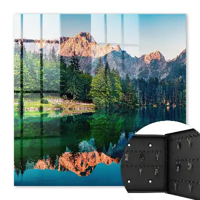 Wall mounted key box Mountain landscape around the lake