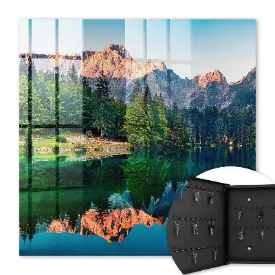 Wall mounted key box Mountain landscape around the lake