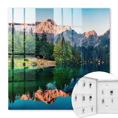 Wall mounted key box Mountain landscape around the lake