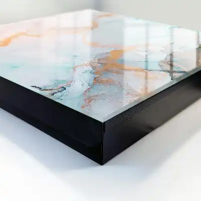 Wall mounted key cabinet Colorful marble orange forms