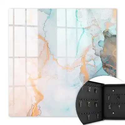Wall mounted key cabinet Colorful marble orange forms