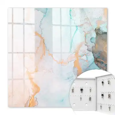 Wall mounted key cabinet Colorful marble orange forms