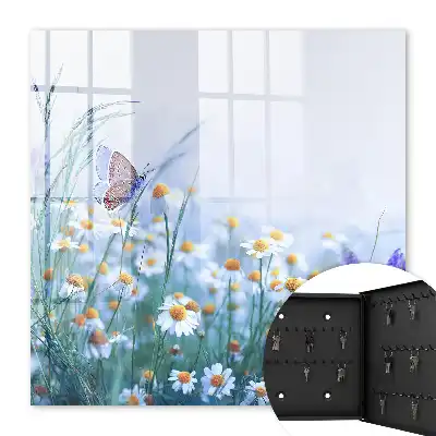 Wall mounted key box Summer meadow with a meadow in the background