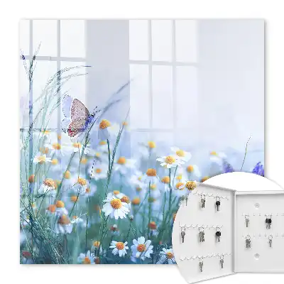 Wall mounted key box Summer meadow with a meadow in the background