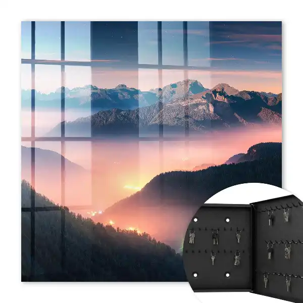 Key cabinet Mountain panorama with city lights
