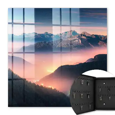 Key cabinet Mountain panorama with city lights