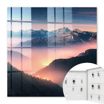 Key cabinet Mountain panorama with city lights