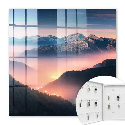 Key cabinet Mountain panorama with city lights