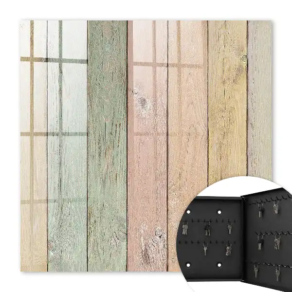 Wall mounted key cabinet Pastel boards with visible grain