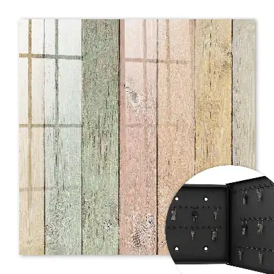 Wall mounted key cabinet Pastel boards with visible grain