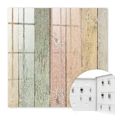 Wall mounted key cabinet Pastel boards with visible grain