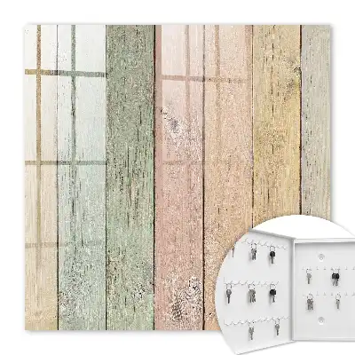 Wall mounted key cabinet Pastel boards with visible grain