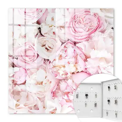 Wall mounted key cabinet Pastel flowers elegance harmony