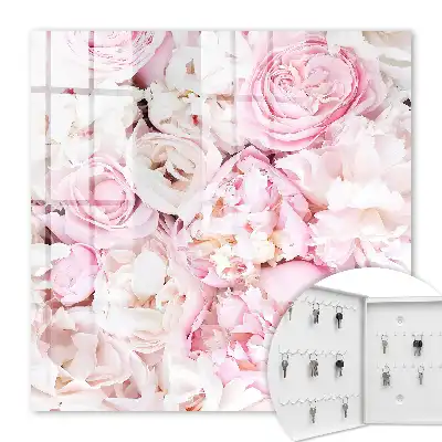 Wall mounted key cabinet Pastel flowers elegance harmony