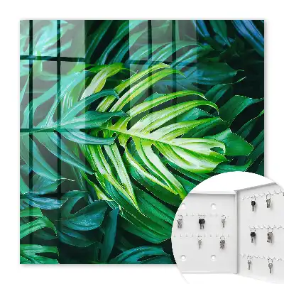 Wall mounted key cabinet Green leaves in shades