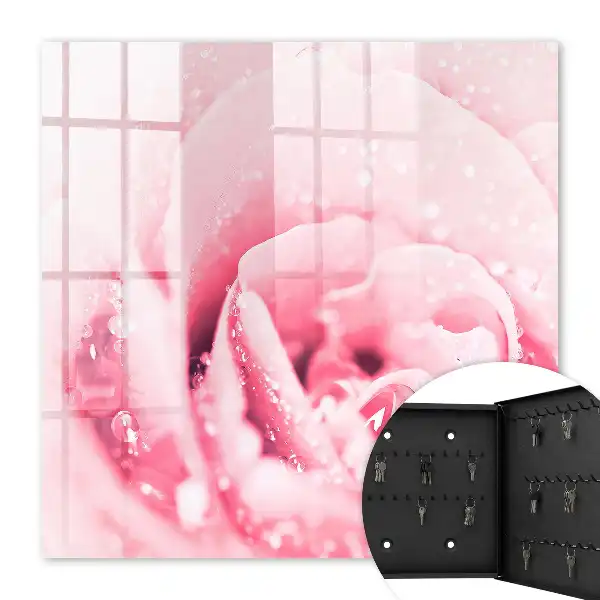 Wall mounted key box Rose delicacy with dew drops