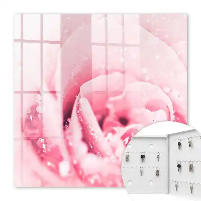 Wall mounted key box Rose delicacy with dew drops