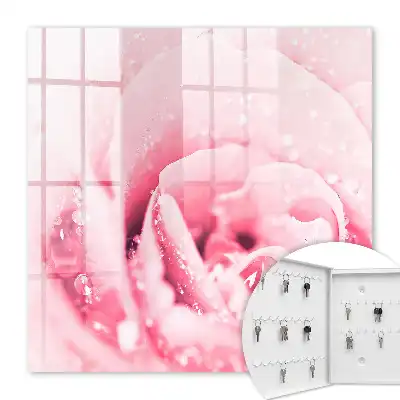 Wall mounted key box Rose delicacy with dew drops
