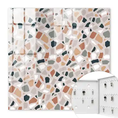 Decorative key box Cream gray stone mosaic