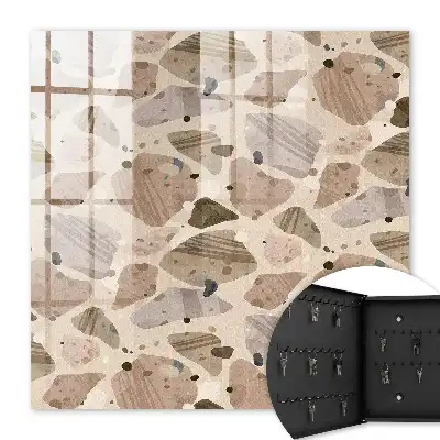 Wall mounted key cabinet Organic beige and brown compositions