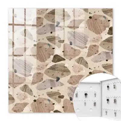 Wall mounted key cabinet Organic beige and brown compositions
