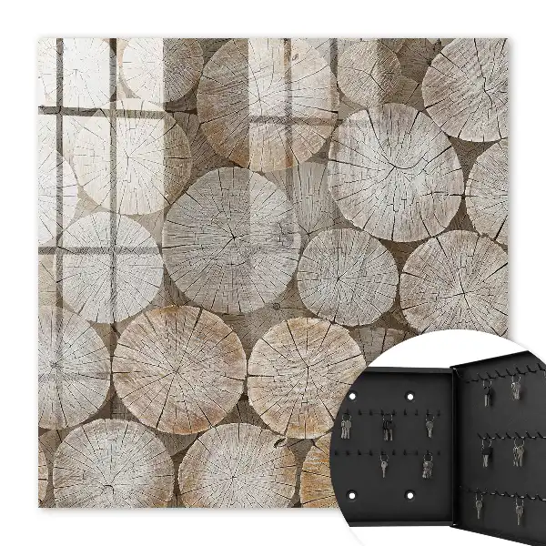 Wall mounted key box Wooden circles harmonious pattern