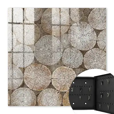Wall mounted key box Wooden circles harmonious pattern
