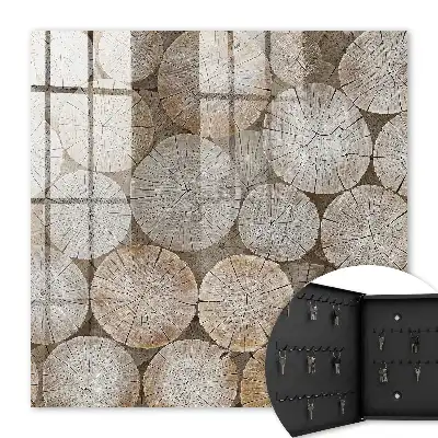 Wall mounted key box Wooden circles harmonious pattern