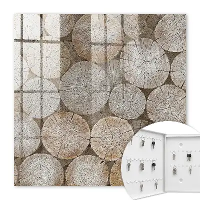 Wall mounted key box Wooden circles harmonious pattern