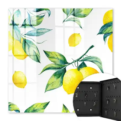 Decorative key box Watercolor lemon leaves