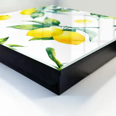 Decorative key box Watercolor lemon leaves