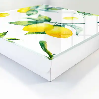 Decorative key box Watercolor lemon leaves