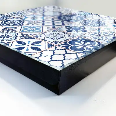 Key box for home Blue tiles with unique patterns