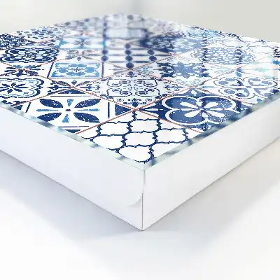 Key box for home Blue tiles with unique patterns