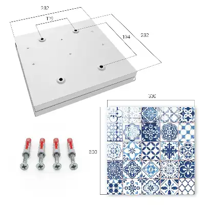 Key box for home Blue tiles with unique patterns